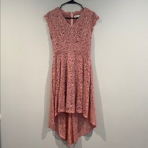 Modecrush Elegant Lace Mauve Pink High Low Dress - Size Large